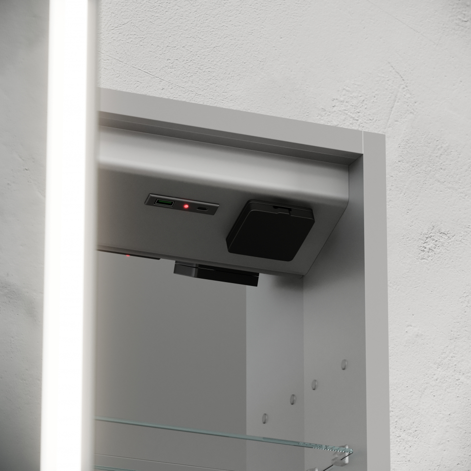 Зеркальный шкаф SANCOS для ванной комнаты из алюминия SANCOS Evoke 600x700х136 мм, с LED подсветкой, SC8060