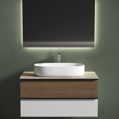 Столешница для ванной комнаты SANCOS 1000х460 с отверстием под смеситель, цвет kreman, артикул TT100A2X, TT100A2X