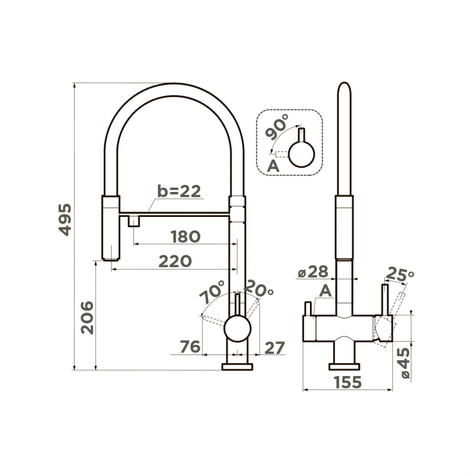 Смеситель для кухни Omoikiri Kanto-IB латунь/indigo blue, 4994427