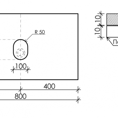Столешница для ванной комнаты SANCOS 800х460 без отверстия под смеситель, цвет black sky, артикул TT80A1, TT80A1