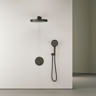 Душевой комплект SANCOS Space встраиваемый c термостатическим смесителем, цвет черный матовый , SC3006MB