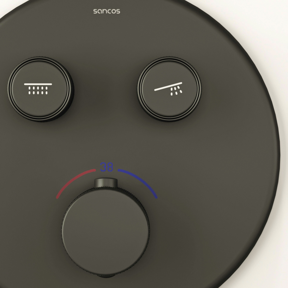 Душевой комплект SANCOS Space встраиваемый c термостатическим смесителем, цвет черный матовый , SC3006MB