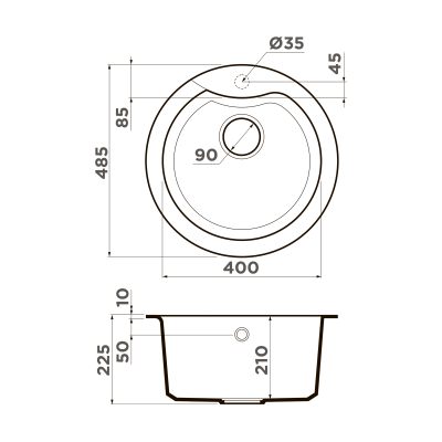 Кухонная мойка Omoikiri Yasugata 48R-BL Tetogranit/черный, 4993130