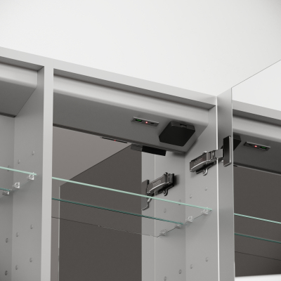 Зеркальный шкаф SANCOS для ванной комнаты из алюминия SANCOS Evoke1000x700х136 мм с LED подсветкой, SC80100