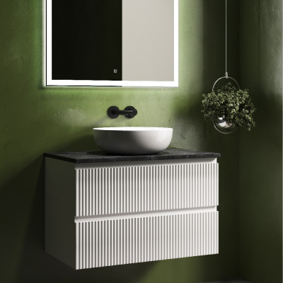 Тумба подвесная SANCOS Snob R, Bianco 790х445х500, под столешницу без отверстия под смеситель, цвет Black Sky, SNR80W