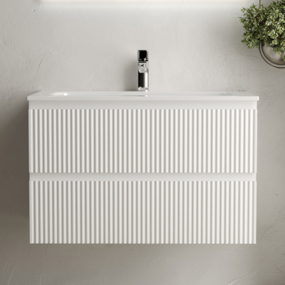 Тумба подвесная SANCOS Snob R, Bianco 790х445х500, под столешницу без отверстия под смеситель, цвет Black Sky, SNR80W