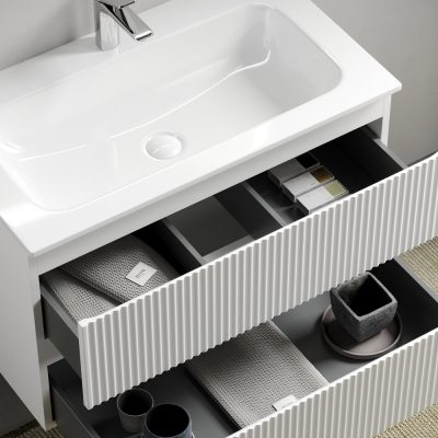 Тумба подвесная SANCOS Snob R, Bianco 790х445х500, под столешницу без отверстия под смеситель, цвет Black Sky, SNR80W