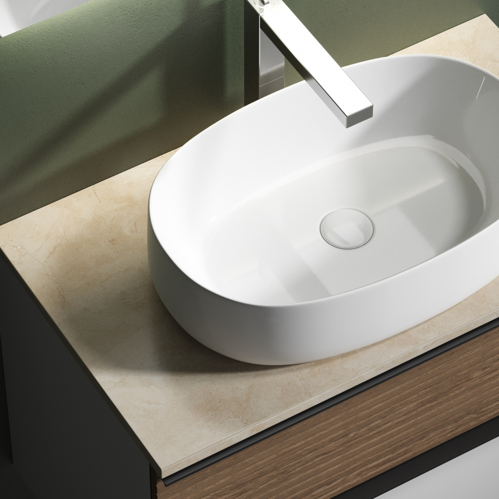 Столешница для ванной комнаты SANCOS 800х460 с отверстием под смеситель, цвет kreman, артикул TT80A2X, TT80A2X