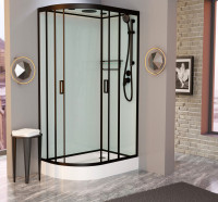 Душевая кабина Frank F411R М Black правосторонняя матовое стекло 110х80 см, 20056