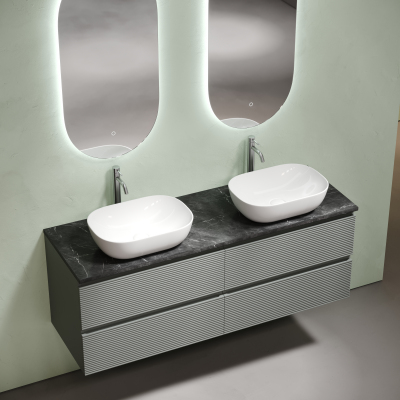 Столешница для ванной комнаты SANCOS из керамогранита SANCOS Black Sky 1400х460 c отверстием под смеситель,TT140A1X