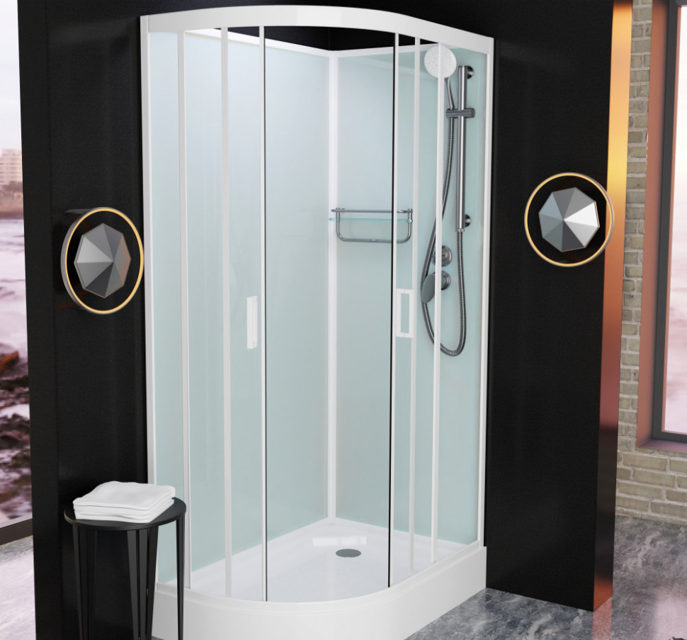 Душевая кабина Frank F411R М White без крыши матовое стекло 110x80 см, 20019