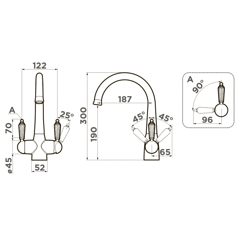 Смеситель для кухни Omoikiri Okinawa 2-SI латунь/античное серебро, 4994255