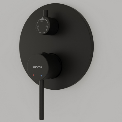 Душевой комплект SANCOS Select встраиваемый для душа, цвет чёрный матовый, SC3004MB