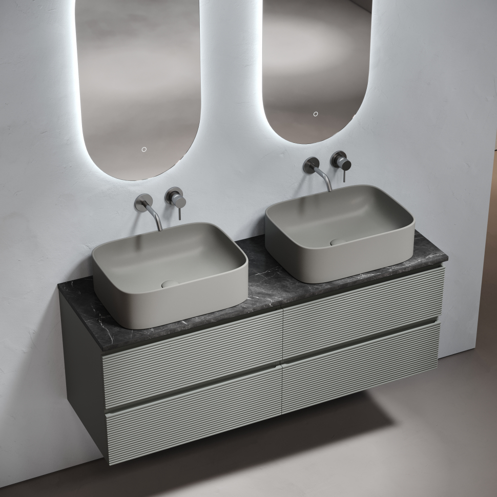 Столешница для ванной комнаты SANCOS из керамогранита SANCOS Black Sky 1400х460 без отверстия под смеситель,TT140A1