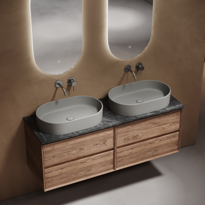 Столешница для ванной комнаты SANCOS из керамогранита SANCOS Black Sky 1400х460 без отверстия под смеситель,TT140A1