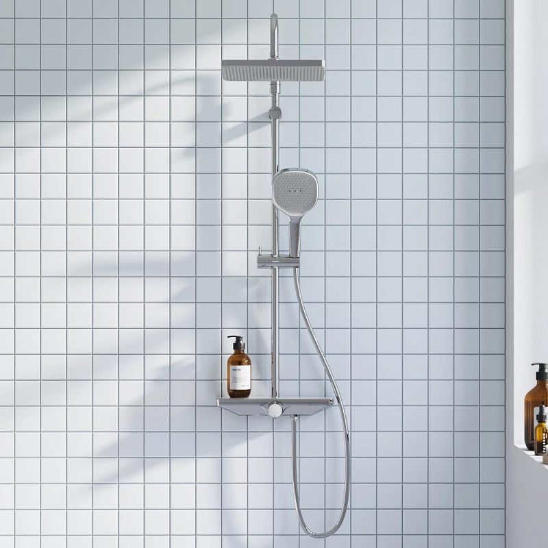 Душевая система Damixa Merkur 940730000 стойка с тропическим душем, смесителем, хром