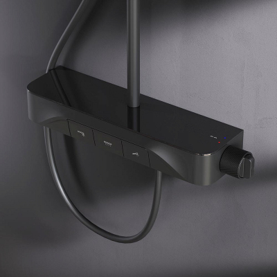 Душевая система AM.PM Func F078F722 стойка с тропическим душем, смесителем, изливом, черная