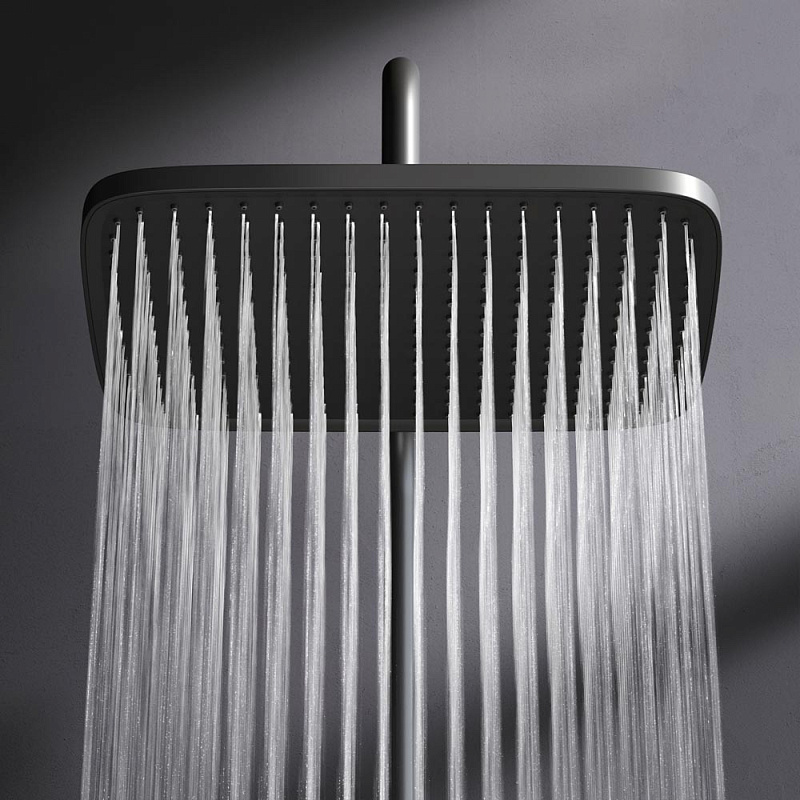 Душевая система AM.PM Func F078F722 стойка с тропическим душем, смесителем, изливом, черная