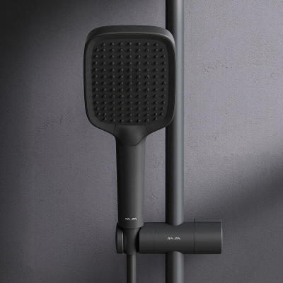 Душевая система AM.PM Func F078F722 стойка с тропическим душем, смесителем, изливом, черная