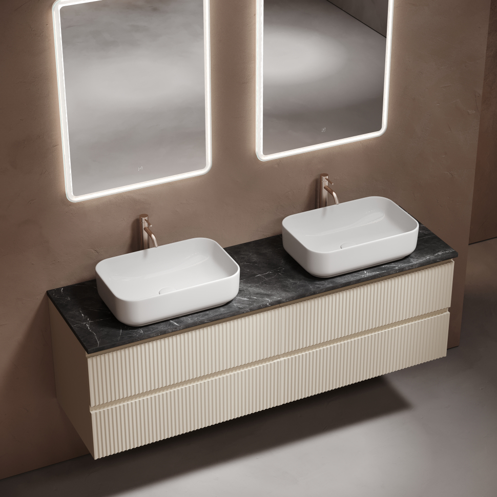 Столешница для ванной комнаты SANCOS из керамогранита SANCOS Black Sky 1600х460 c отверстием под смеситель,TT160A1X