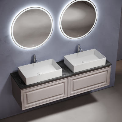 Столешница для ванной комнаты SANCOS из керамогранита SANCOS Black Sky 1600х460 c отверстием под смеситель,TT160A1X