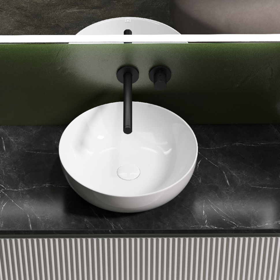 Тумба подвесная SANCOS Snob R, Bianco 995х445х500, под столешницу без отверстия под смеситель, цвет Black Sky, SNR100W