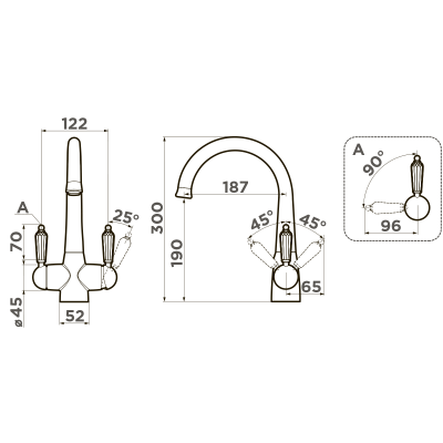 Смеситель для кухни Omoikiri Okinawa 2-G латунь/золото, 4994253