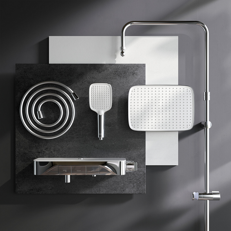 Душевая система AM.PM Func F078F700 стойка с тропическим душем, смесителем, изливом, хром