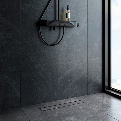 Душевой трап (лоток) 50 AM.PM PrimeFlow W02SC-U11-050-04BM комбинированный затвор с черной матовой решеткой под плитку