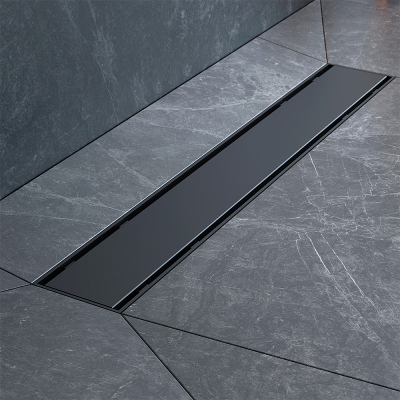 Душевой трап (лоток) 50 AM.PM PrimeFlow W02SC-U11-050-04BM комбинированный затвор с черной матовой решеткой под плитку