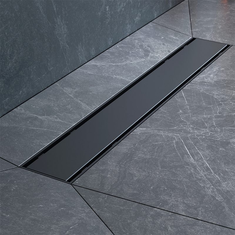 Душевой трап (лоток) 50 AM.PM PrimeFlow W02SC-U11-050-04BM комбинированный затвор с черной матовой решеткой под плитку