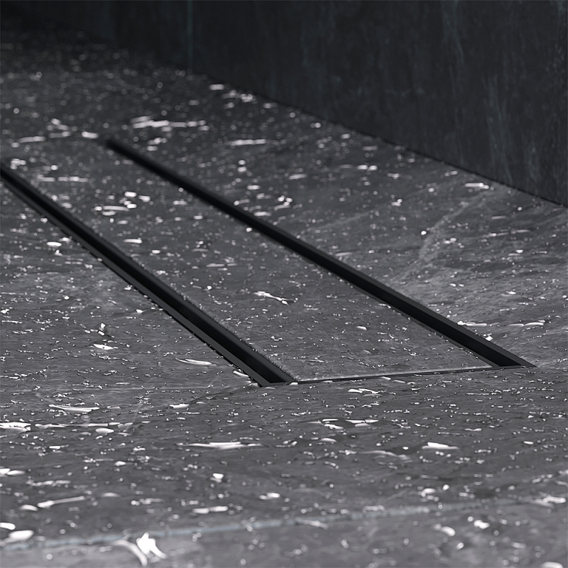 Душевой трап (лоток) 50 AM.PM PrimeFlow W02SC-U11-050-04BM комбинированный затвор с черной матовой решеткой под плитку