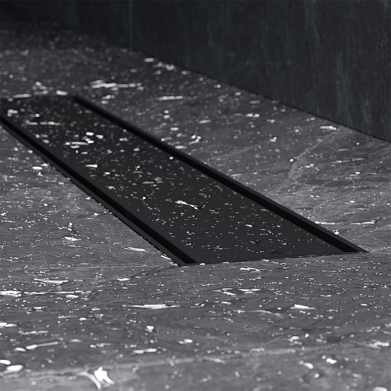 Душевой трап (лоток) 50 AM.PM PrimeFlow W02SC-U11-050-04BM комбинированный затвор с черной матовой решеткой под плитку