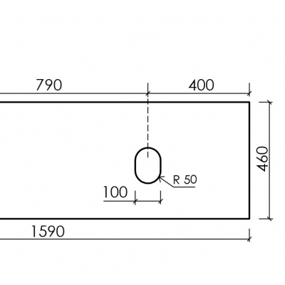 Столешница для ванной комнаты SANCOS из керамогранита SANCOS Black Sky 1600х460 без отверстия под смеситель,TT160A1