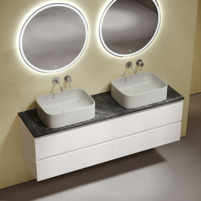 Столешница для ванной комнаты SANCOS из керамогранита SANCOS Black Sky 1600х460 без отверстия под смеситель,TT160A1