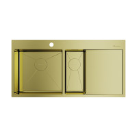 Кухонная мойка Omoikiri Akisame 100-2-L-LG нерж. сталь/светлое золото, 4973089