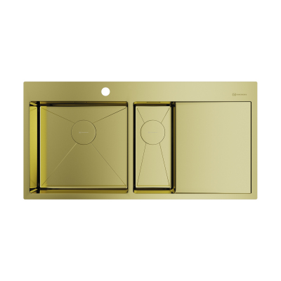 Кухонная мойка Omoikiri Akisame 100-2-L-LG нерж. сталь/светлое золото, 4973089