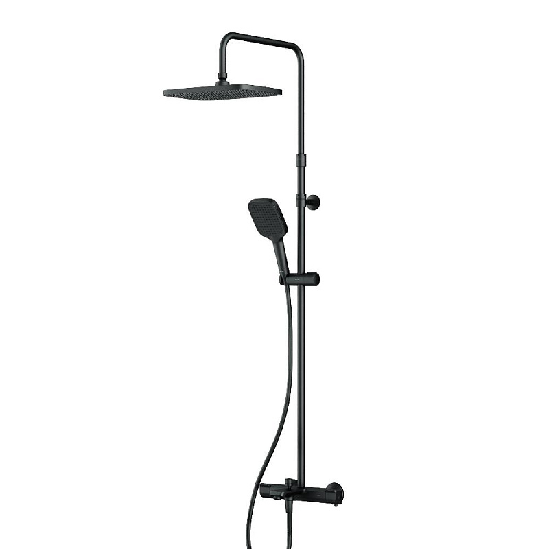 Душевая система AM.PM Func F078F522 стойка с тропическим душем, термостатом, смесителем, изливом, черная