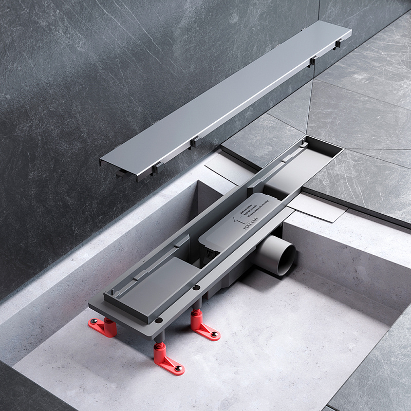 Душевой трап (лоток) 50 AM.PM PrimeFlow W02SC-U11-050-04SB комбинированный затвор со стальной матовой решеткой под плитку