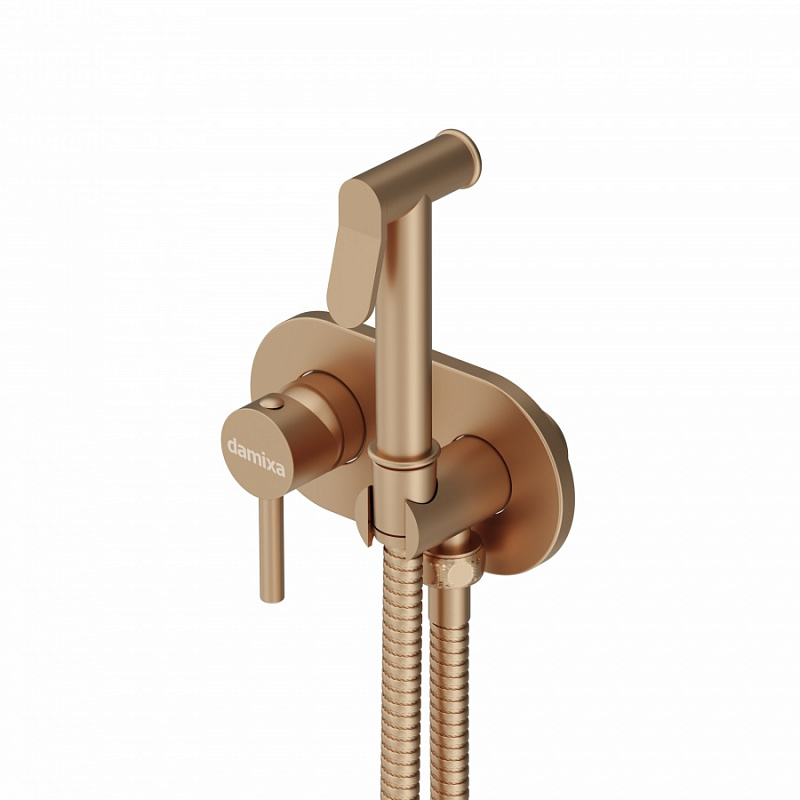 Гигиенический душ со смесителем Damixa Option 214000000 бронзовый встраиваемый, шланг 1500, держатель