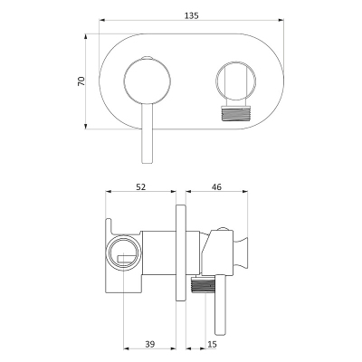 Гигиенический душ со смесителем Damixa Option 214000000 бронзовый встраиваемый, шланг 1500, держатель