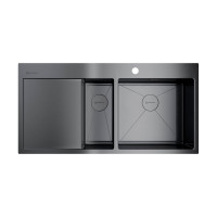 Кухонная мойка Omoikiri Akisame 100-2-R-GM нерж. сталь/вороненая сталь, 4973104