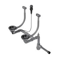 Арматура с клапаном-автоматом для двухчашевых моек с прямоугольными переливами Omoikiri WK-2-A-GM, 4956496