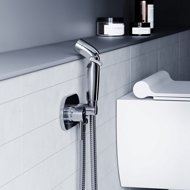 Гигиенический душ со смесителем Damixa Option 212000000 хром встраиваемый, шланг 1500, держатель