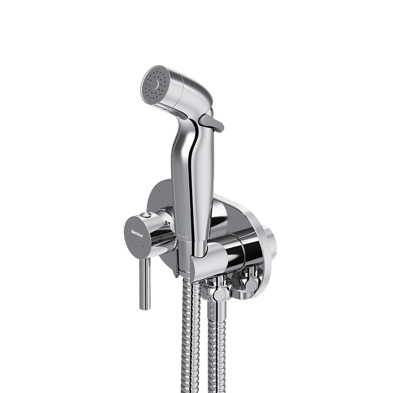 Гигиенический душ со смесителем Damixa Option 212000000 хром встраиваемый, шланг 1500, держатель