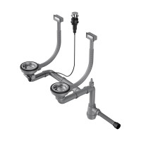 Арматура с клапаном-автоматом для двухчашевых моек с прямоугольными переливами Omoikiri WK-2-A-IN, 4956484