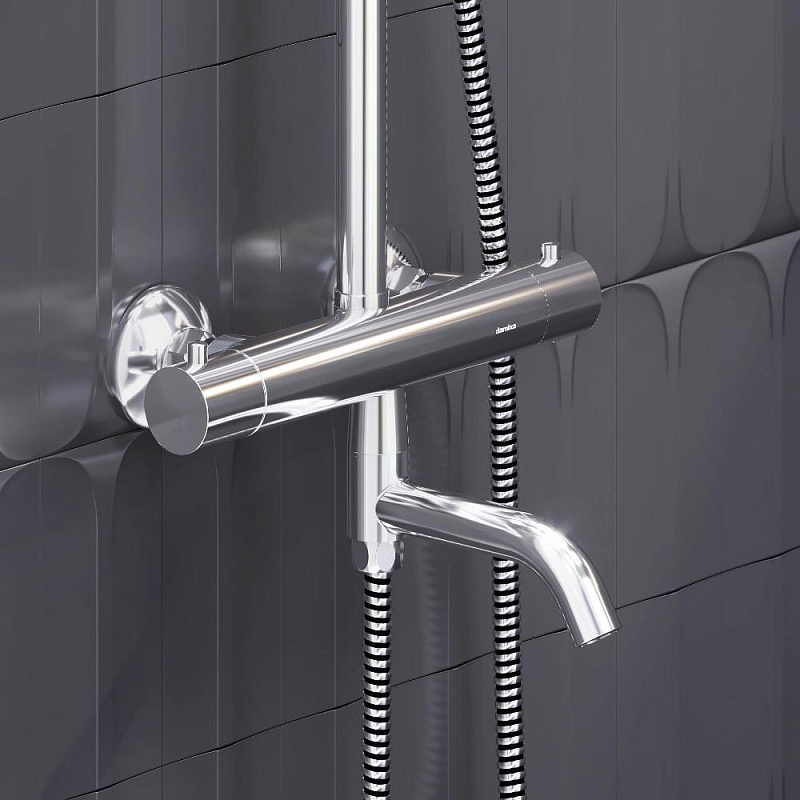 Душевая система Damixa Jupiter 977810000 стойка с тропическим душем, термостатом, смесителем, изливом, хром