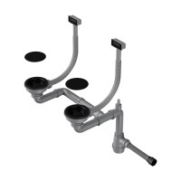 Арматура для двухчашевых моек с прямоугольными переливами и декоративными элементами для корзины Omoikiri WK-2C-GB, 4956759