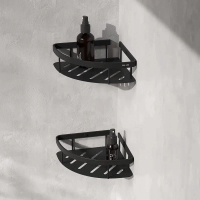 Полка в ванную угловая AM.PM Sense L A7454222 двухъярусная черная