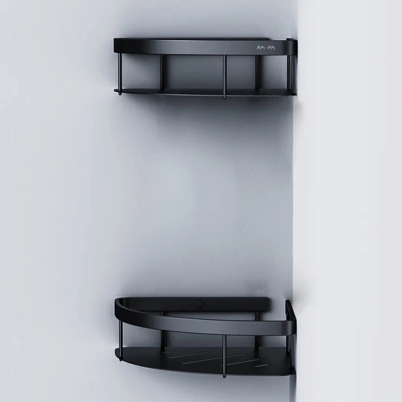 Полка в ванную угловая AM.PM Sense L A7454222 двухъярусная черная